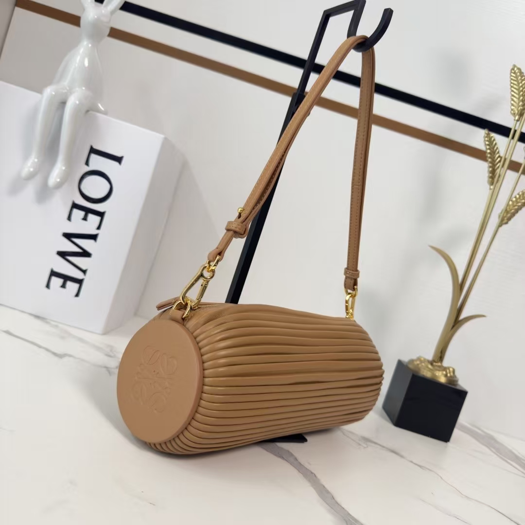 LOEWE Bracelet Pouch in Warm Sand Yellow Pleated Nappa Sheepskin