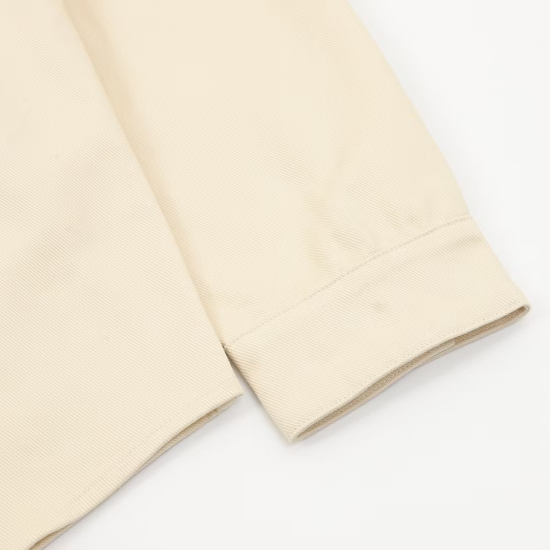 Burberry Lapel-Collar Denim Shirt Jacket in Heritage Oatmeal