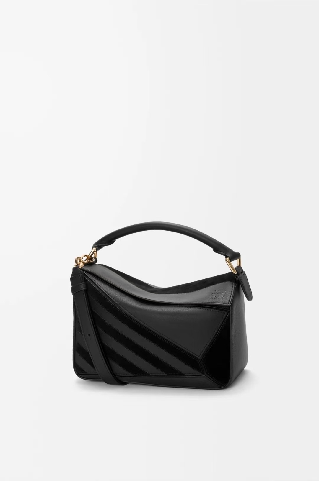 LOEWE Small Puzzle Bag - Black, Geometric Design & Intarsia Stripes