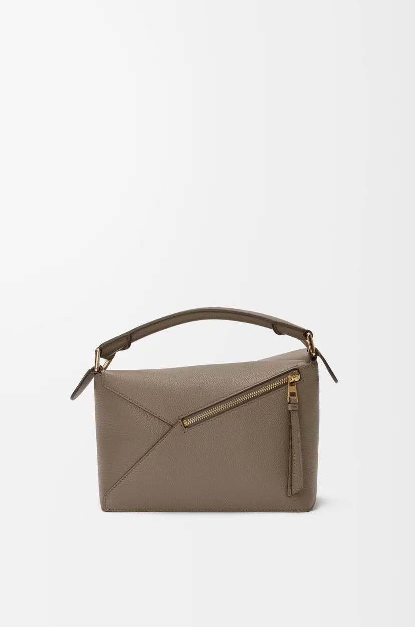 LOEWE Small Puzzle Edge Bag - Taupe, Geometric Design & Overlapping Panels