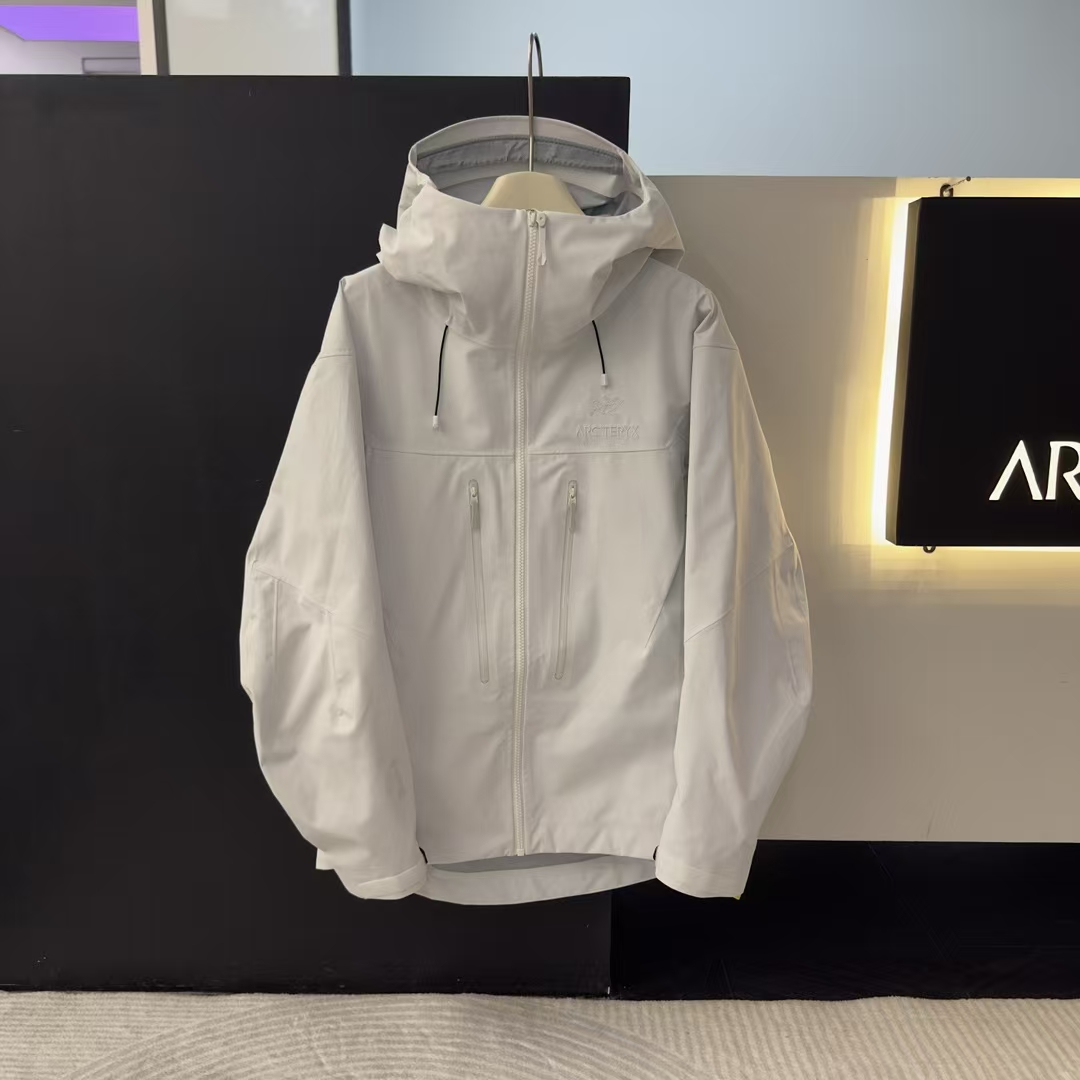 Arc'teryx GORE-TEX Pro Jacket in Beige – Embroidered Technical Shell