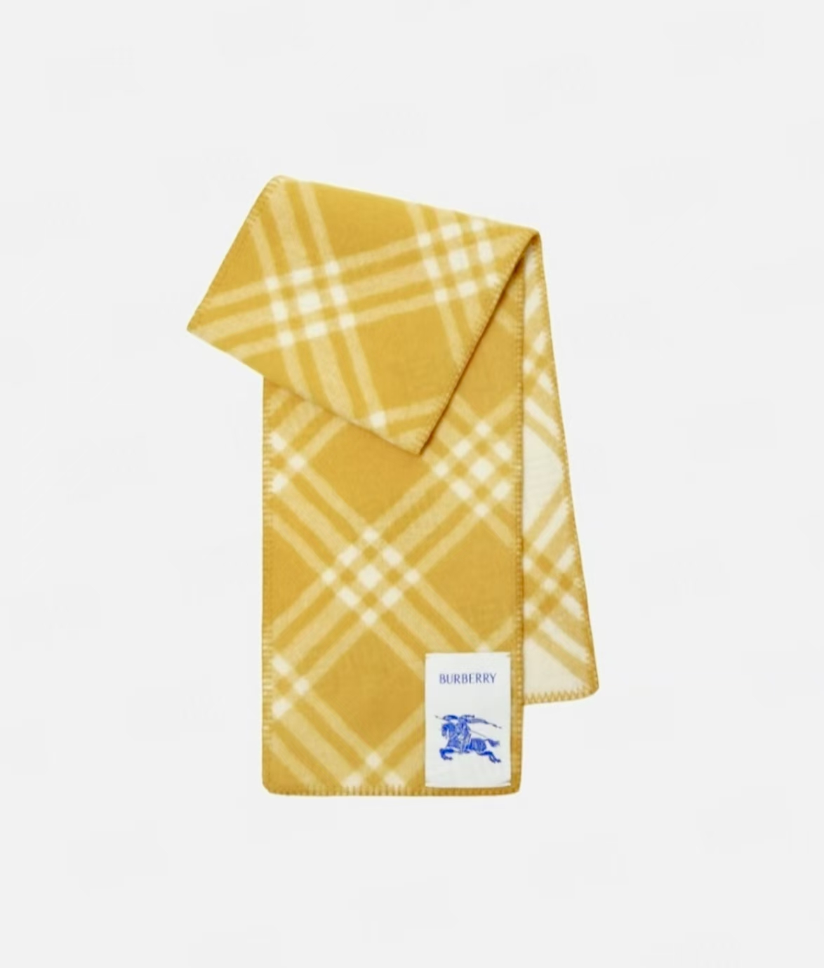 BURBERRY Yellow Check Wool Scarf