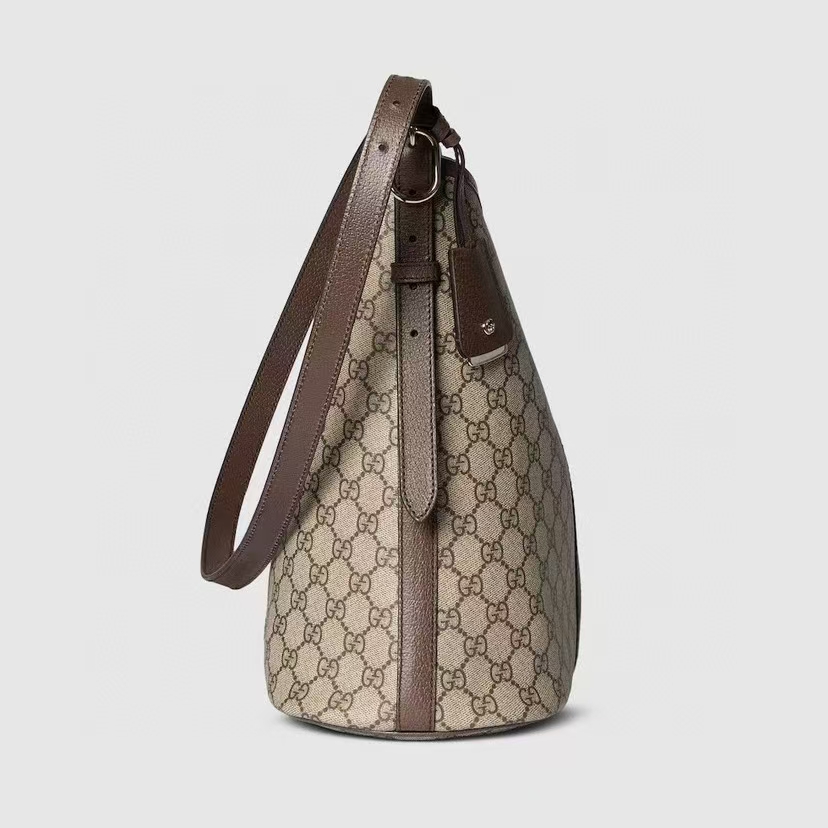 Gucci Ophidia Large Shoulder Bag in Beige/Dark Brown GG Coated Canvas
