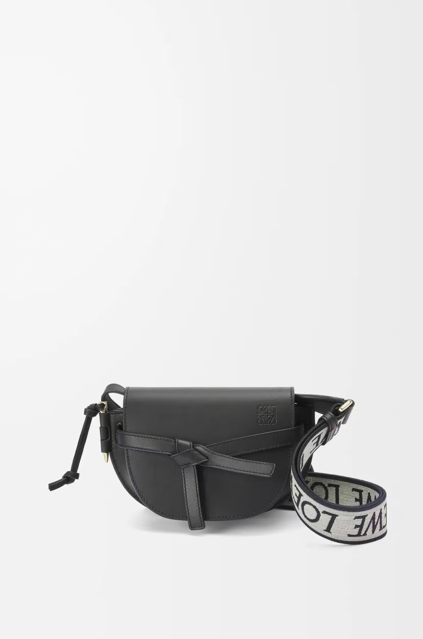 LOEWE Mini Gate Dual Bag in Black Soft Calfskin Jacquard
