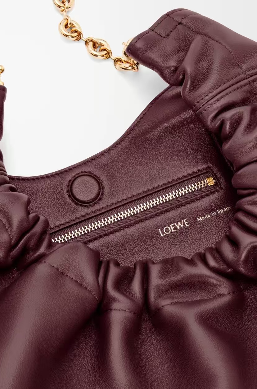 LOEWE Small Squeeze Bag in Dark Burgundy Soft Napa Sheep Leather