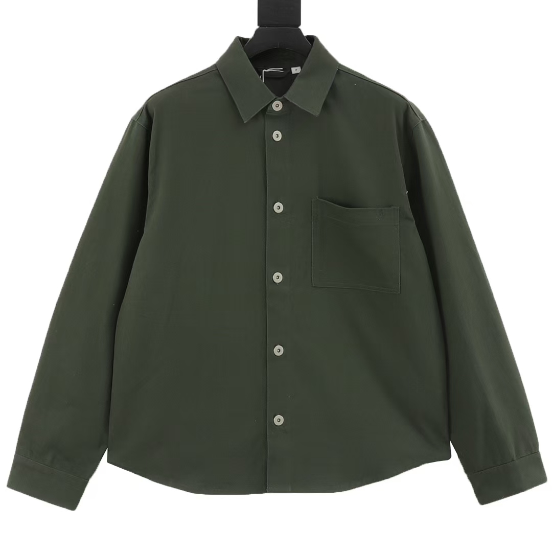 Burberry Lapel-Collar Denim Shirt Jacket in Hunter Green
