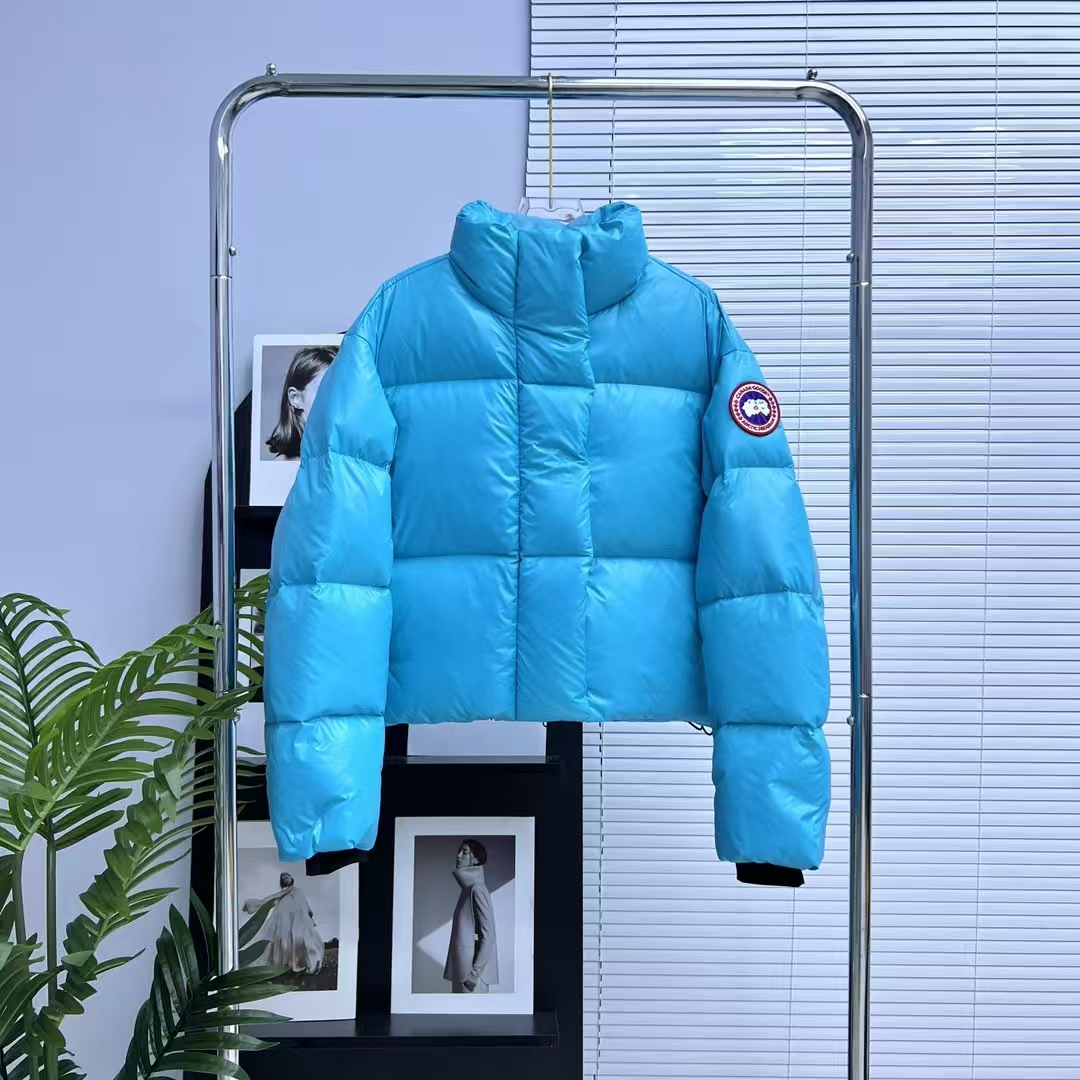 Canada Goose Light Blue Puffer Short Down Jacket