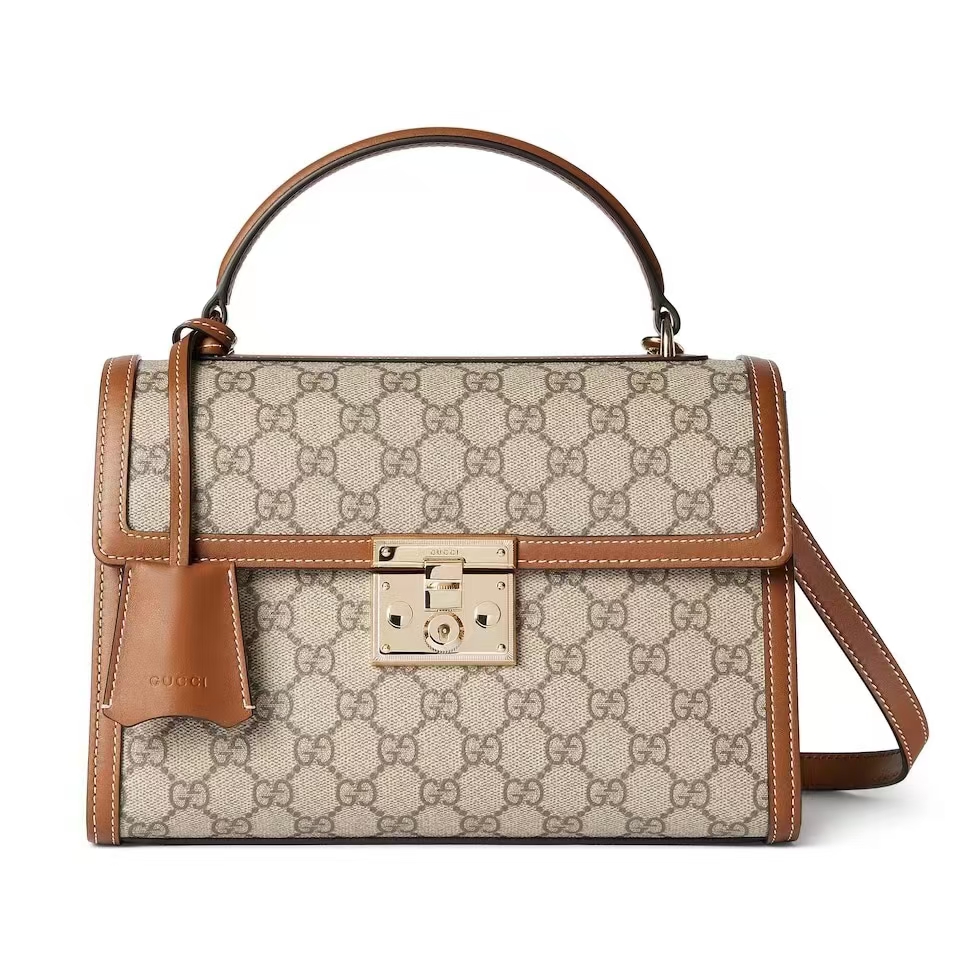 Gucci Padlock Medium Tote Bag | Beige & Dark Brown GG Monogram Coated Fabric