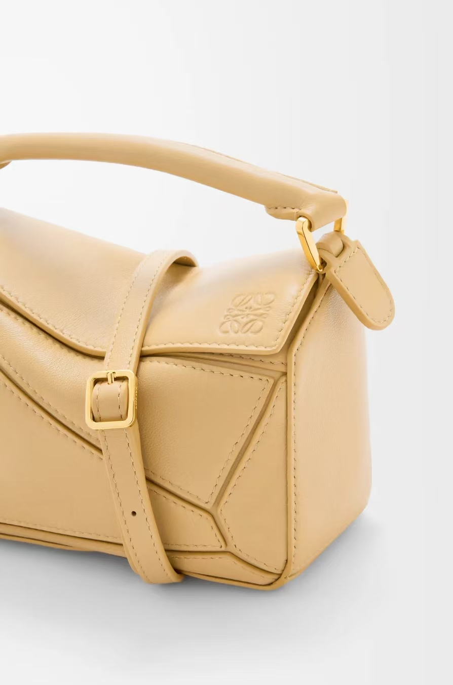 LOEWE Small Featherlight Puzzle Bag in Dark Butter Napa Lambskin
