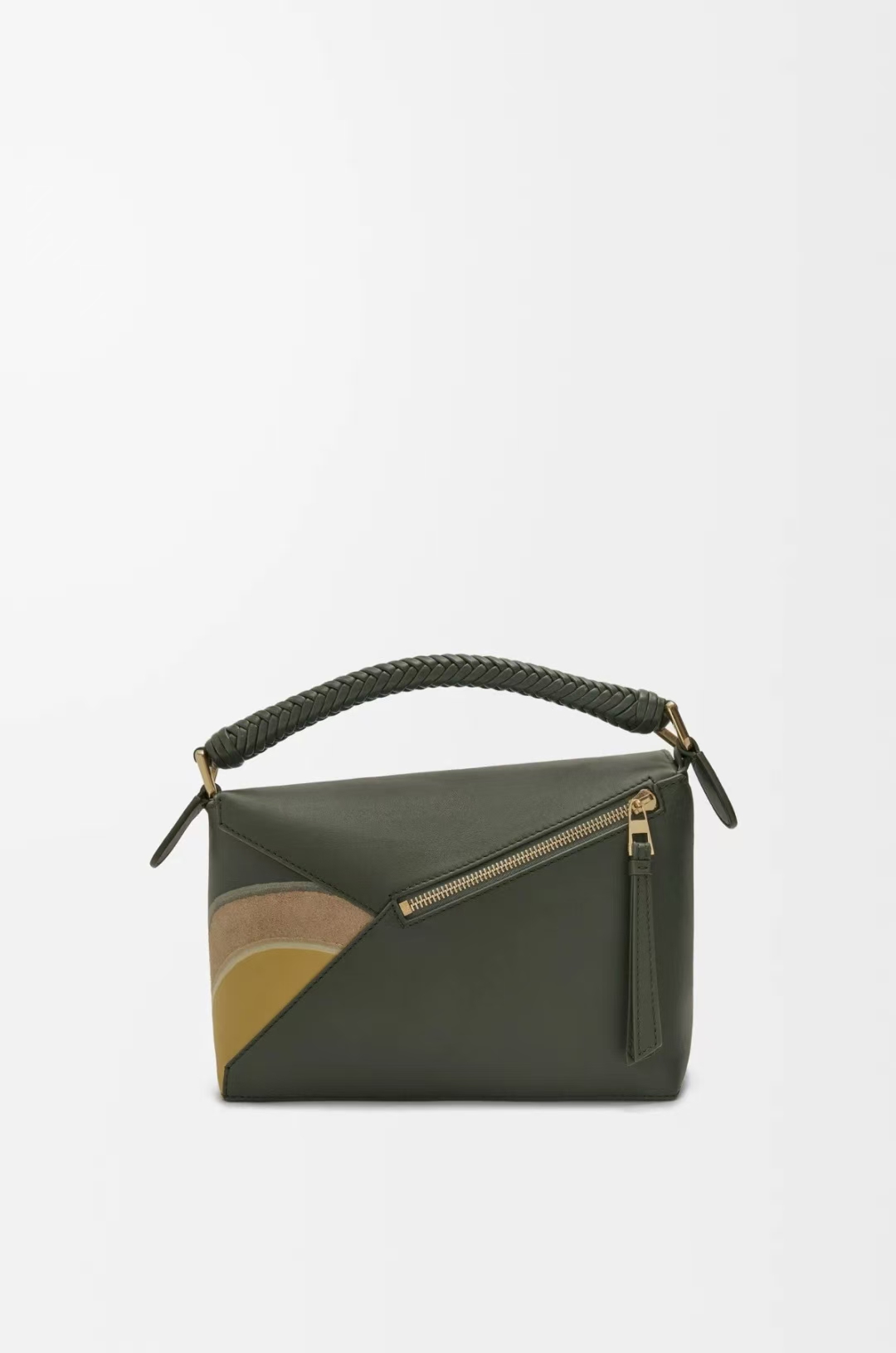 LOEWE Small Puzzle Edge Landscape Bag in Aquarius Green & Ochre Yellow Napa Calfskin