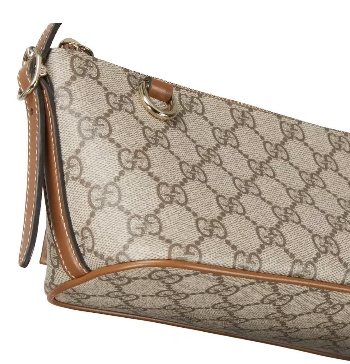 Gucci GG Emblem Small Shoulder Bag | Beige & Dark Brown GG Monogram Coated Fabric