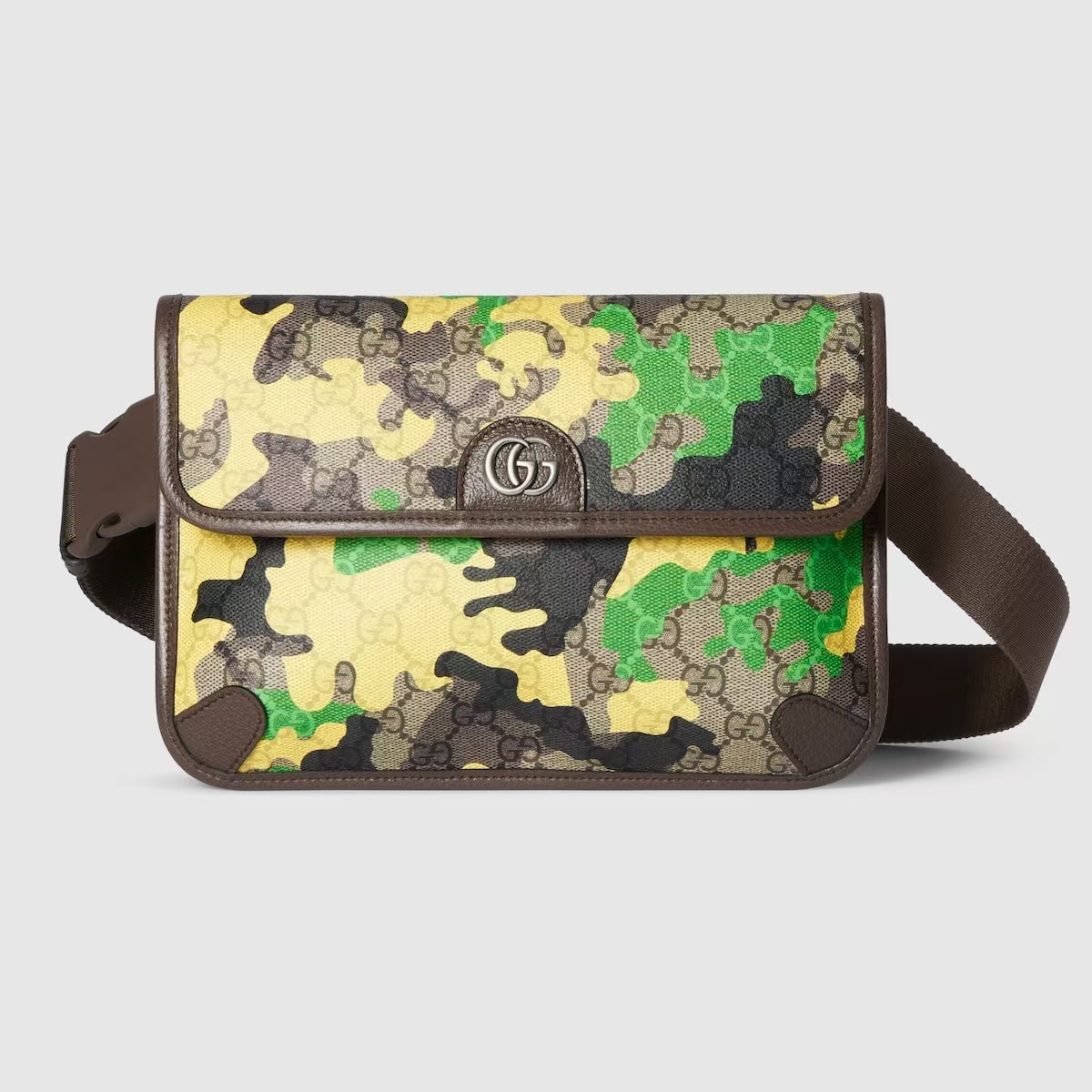 GG Camo Marble Waist Bag in Green & Yellow Coated Canvas