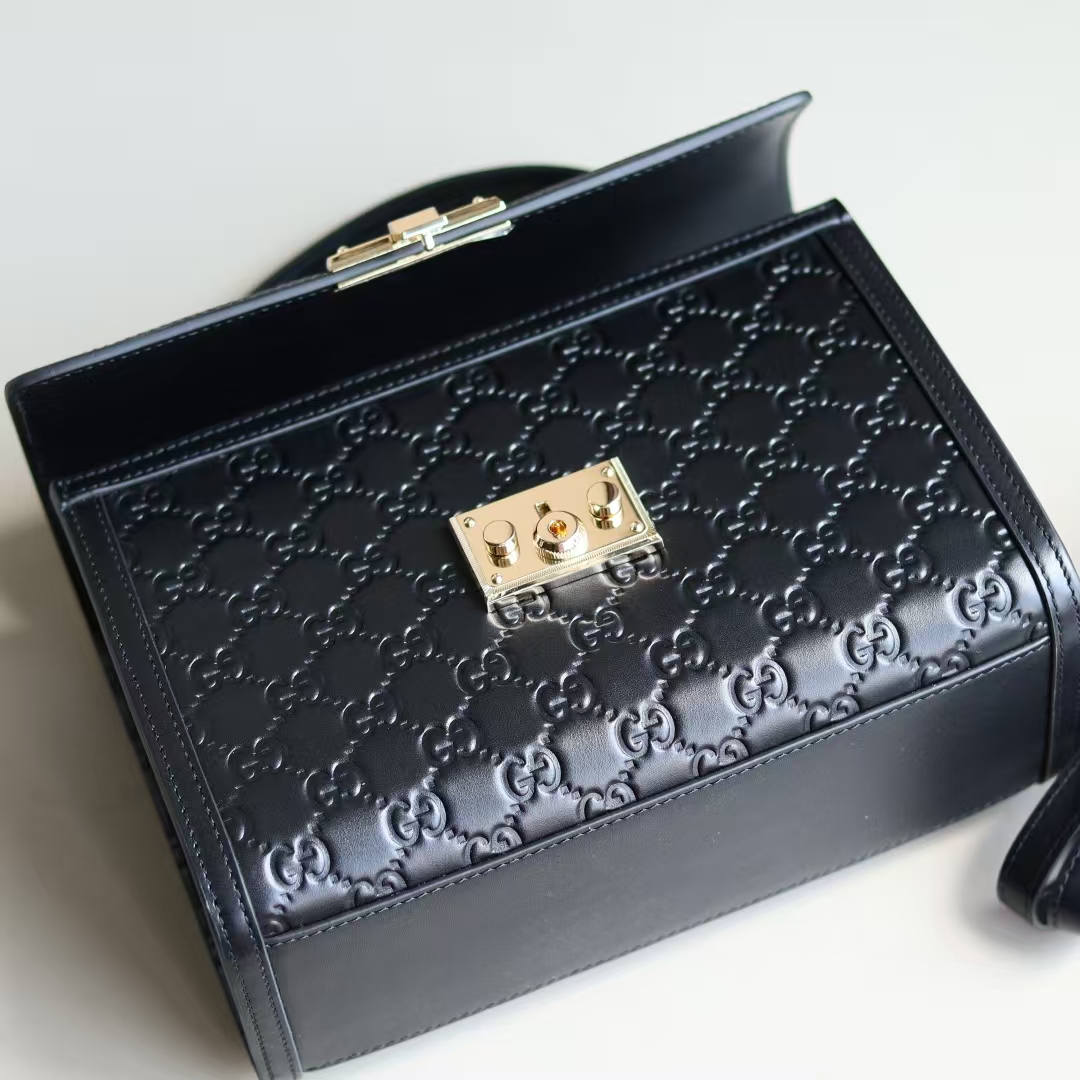 Gucci Padlock Medium Tote Bag in Black | GG Embossed Calfskin Leather with Lock Clasp
