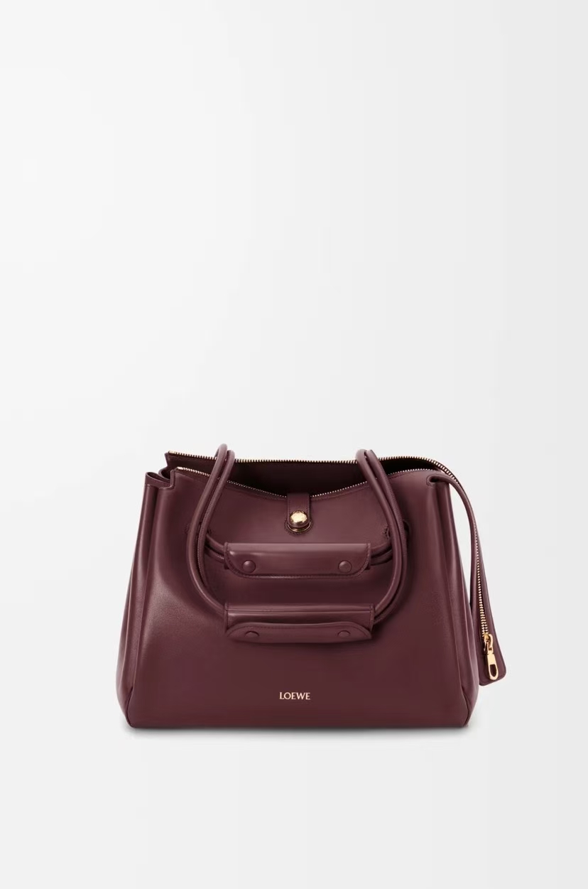 LOEWE Medium Madrid Bag in Deep Wine Soft Calfskin