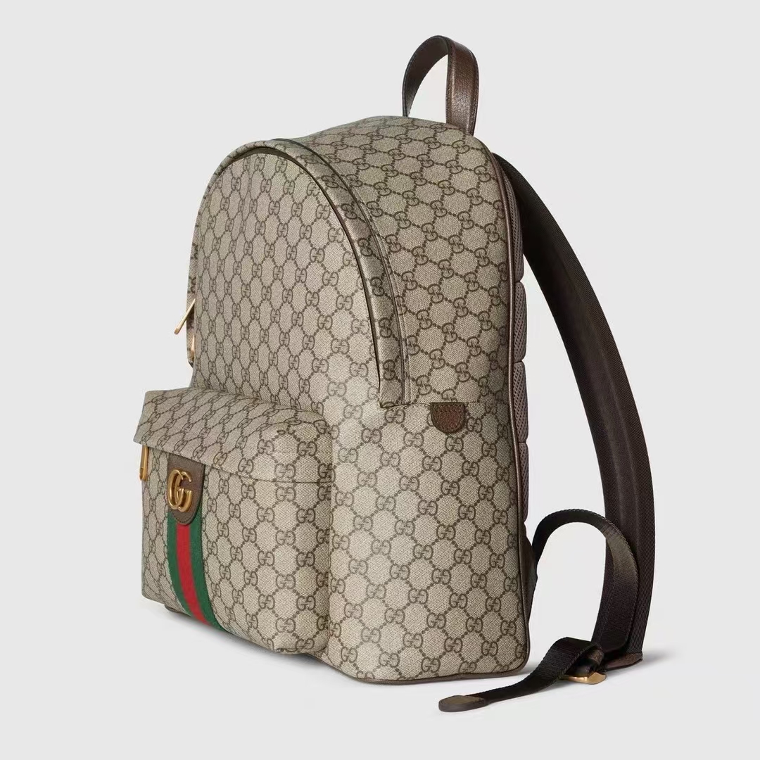 Gucci Ophidia Medium Backpack | Beige & Dark Brown GG Monogram Coated Fabric