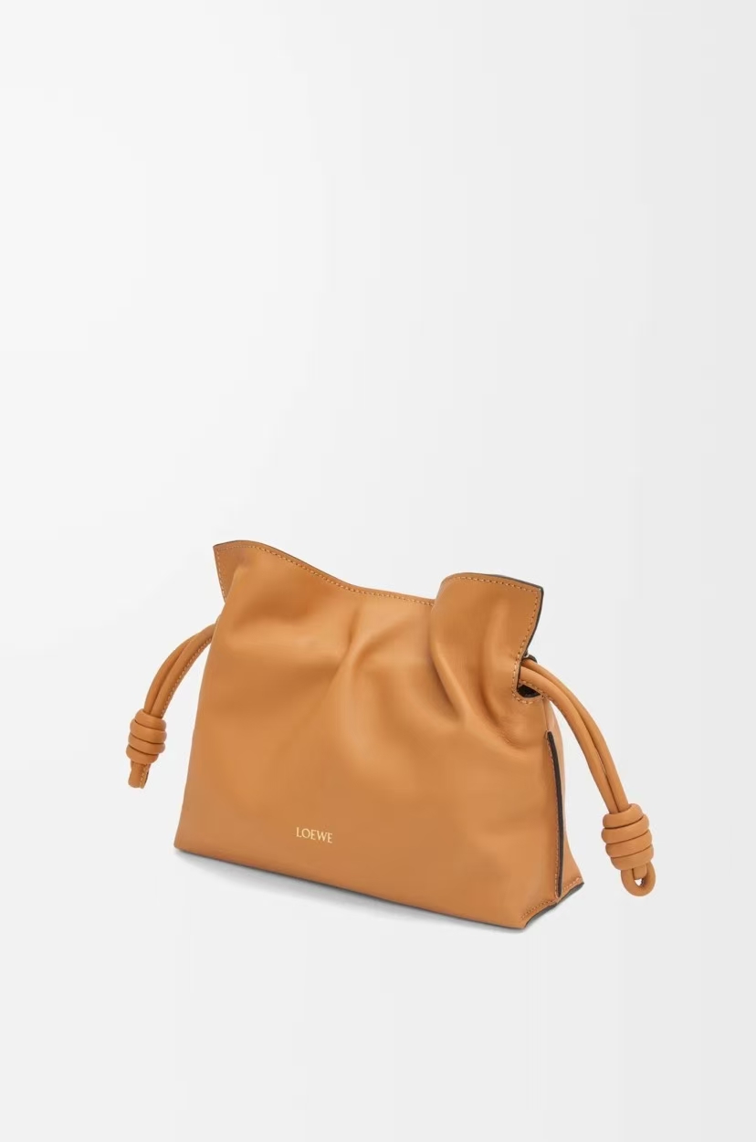 LOEWE Large Flamenco Clutch - Warm Sand Yellow, Drawstring & Herringbone Lining