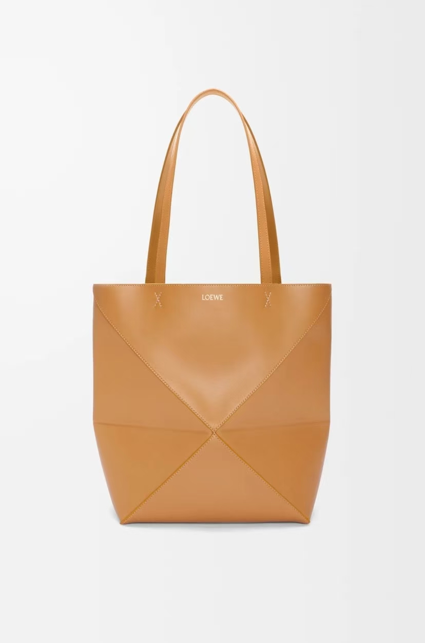 LOEWE Medium Puzzle Fold Bag in Warm Sand Yellow Glossy Calfskin