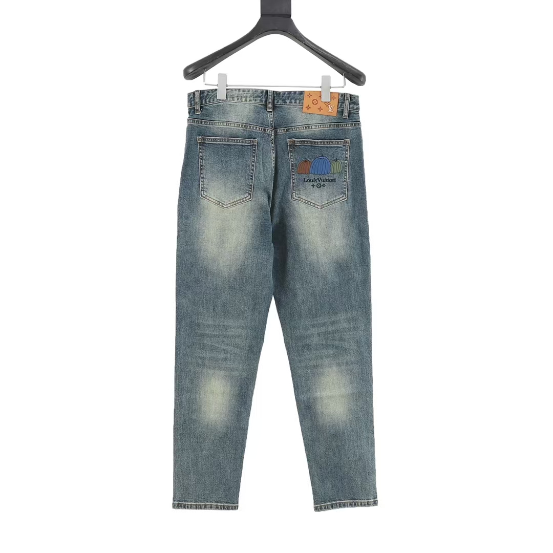 Louis Vuitton Jeans Featuring Delicate Pumpkin Embroidery