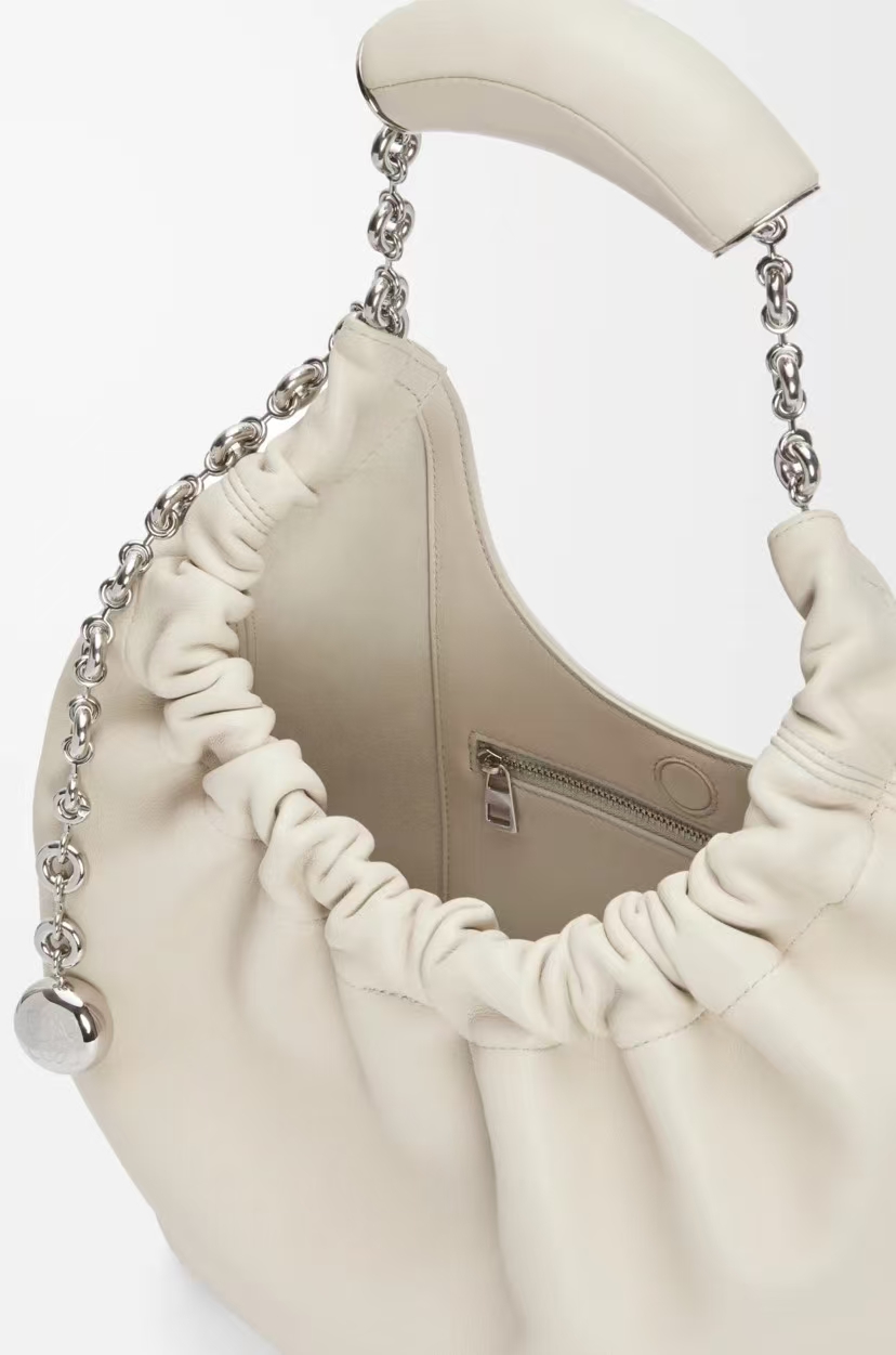 LOEWE Small Squeeze Bag - Sea Salt White, Pleated & Donut Chain Design