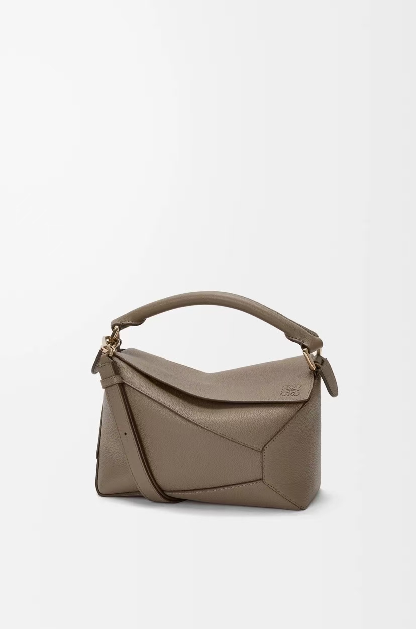 LOEWE Small Puzzle Edge Bag - Taupe, Geometric Design & Overlapping Panels
