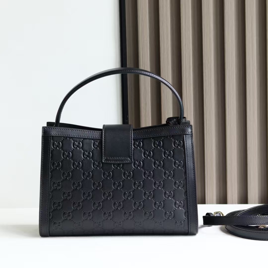 Gucci Padlock Medium Tote Bag in Black | GG Embossed Calfskin Leather with Lock Clasp