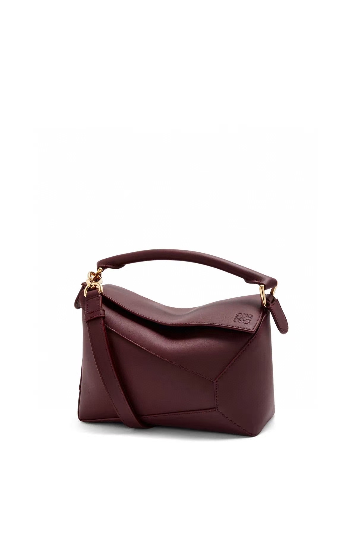LOEWE Small Puzzle Edge Bag - Deep Wine, Geometric Design & Overlapping Panels