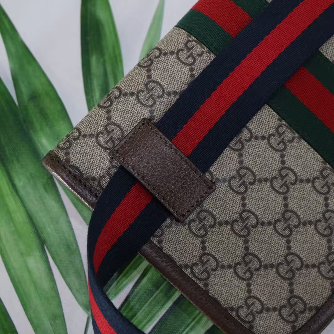 Ophidia Small Waist Bag in Beige & Ebony GG Supreme Canvas