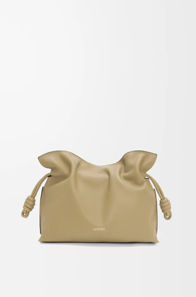 LOEWE Large Flamenco Clutch - Clay Green, Drawstring & Herringbone Lining