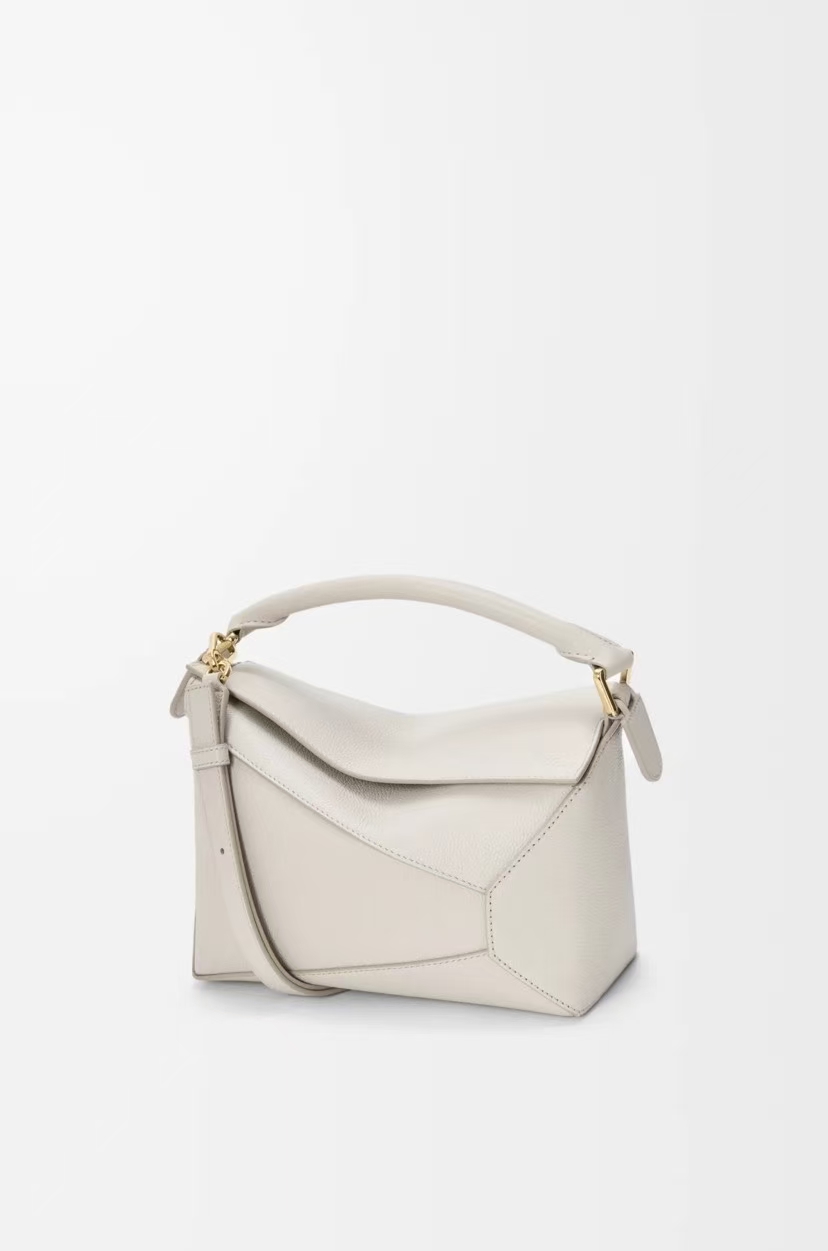 LOEWE Small Puzzle Edge Bag - Pale Light Ash, Geometric Design & Overlapping Panels