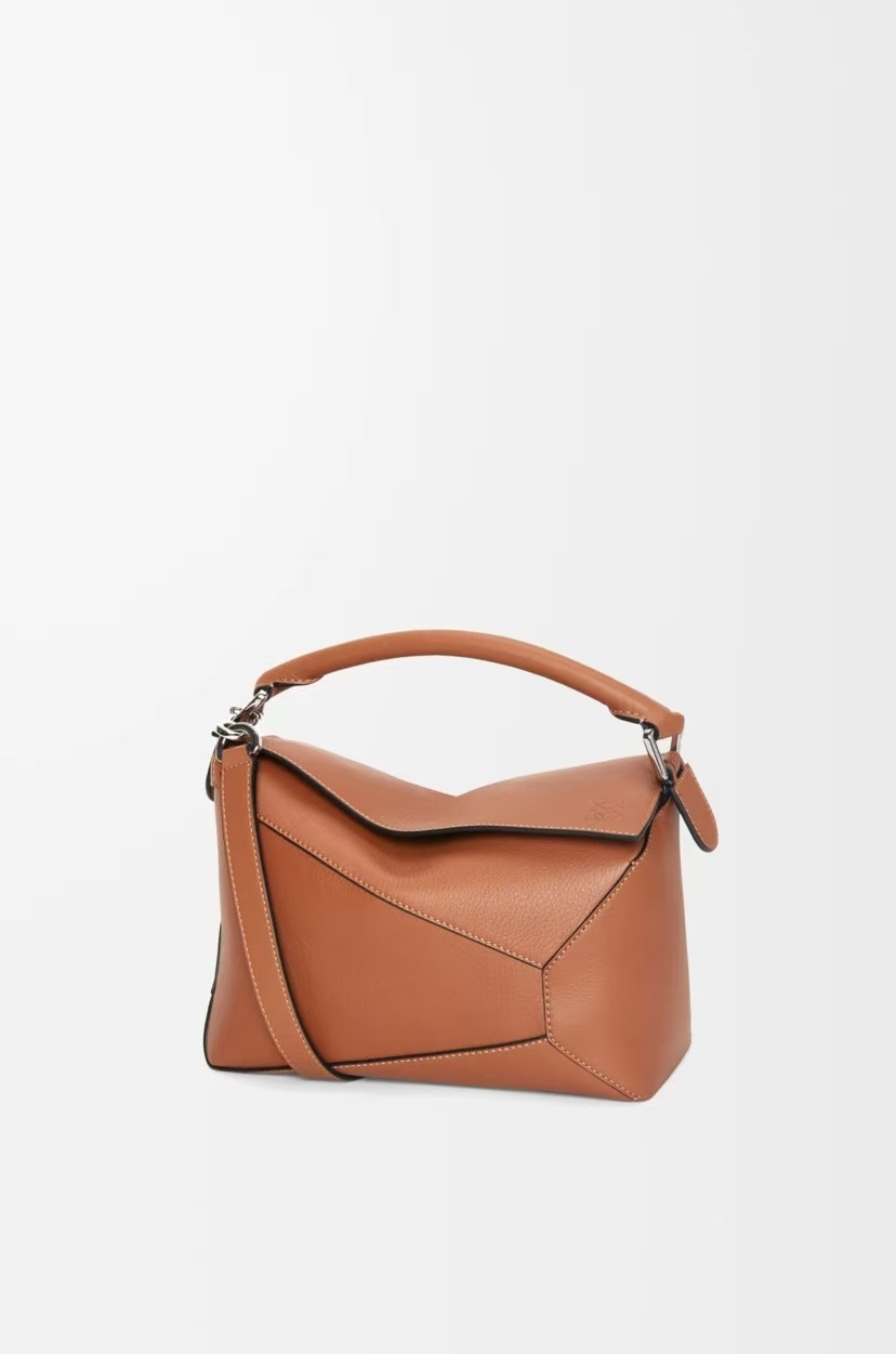 LOEWE Small Puzzle Edge Bag - Tan, Geometric Design & Overlapping Panels