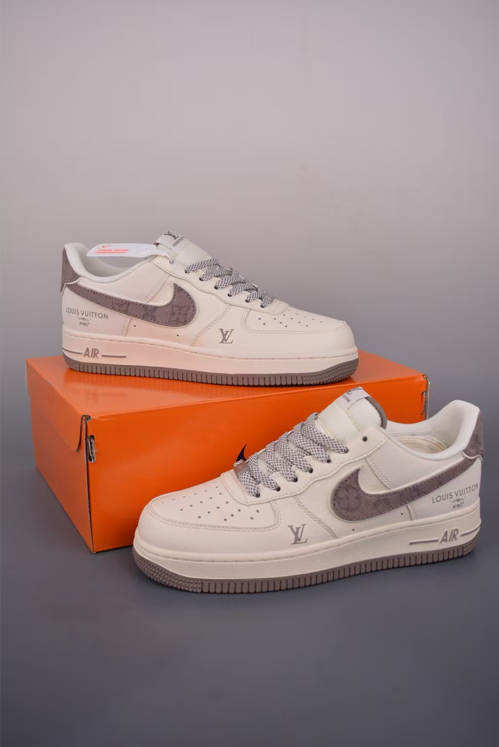 Louis Vuitton x Nike Air Force 1 in Beige & Grey – Collaborative Luxury Sneakers