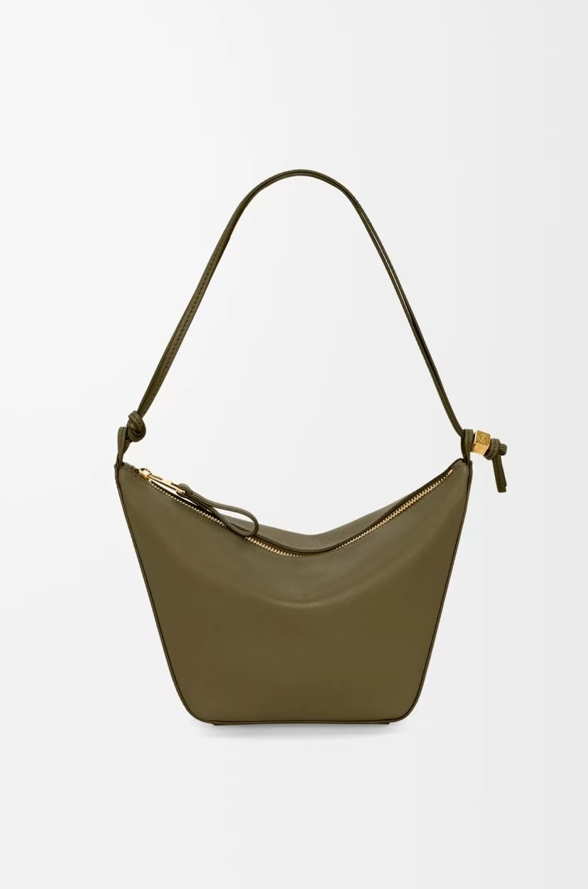 LOEWE Mini Hammock Bag - Deep Khaki Green, Hobo Silhouette & Classic Leather