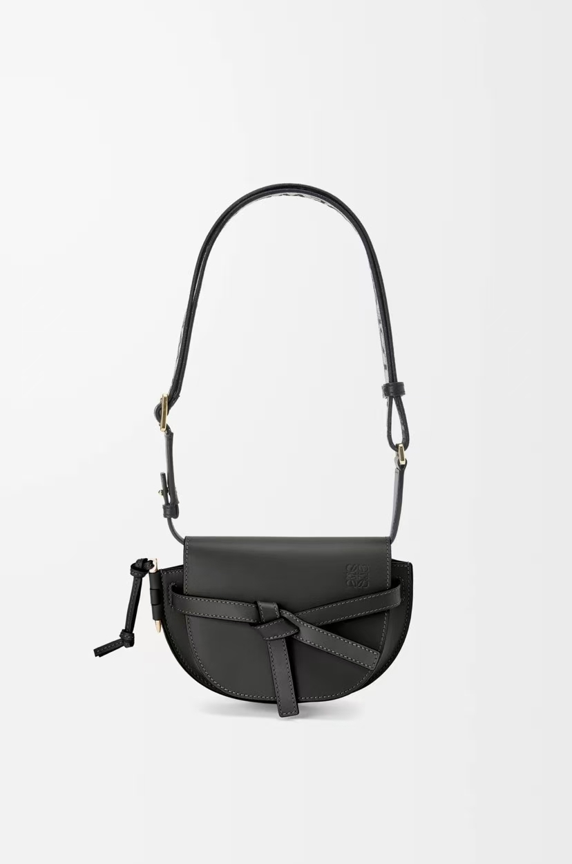 LOEWE Mini Gate Dual Bag in Black Soft Calfskin Jacquard