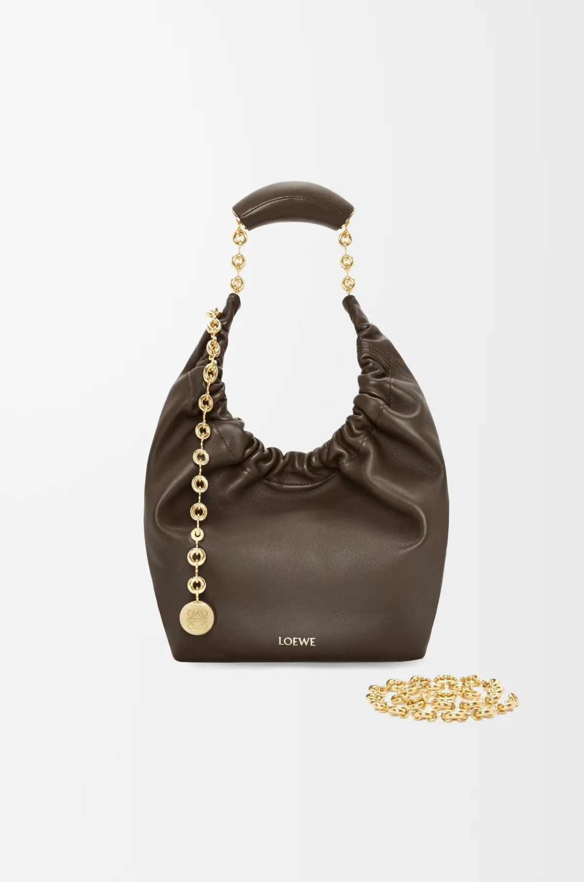 LOEWE Small Squeeze Bag in Chocolate Soft Napa Lambskin