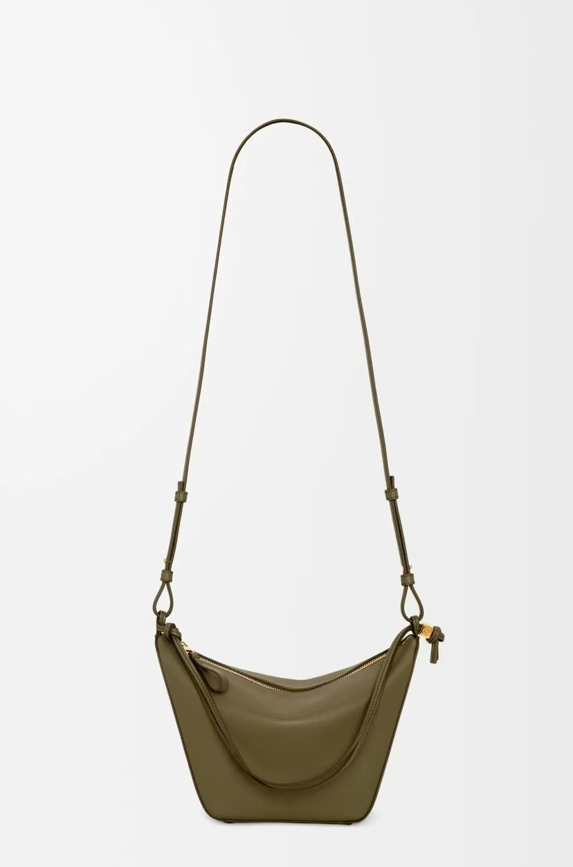 LOEWE Mini Hammock Bag - Deep Khaki Green, Hobo Silhouette & Classic Leather