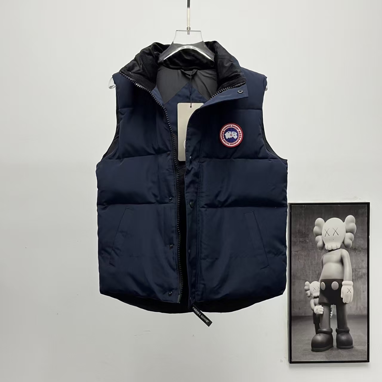Canada Goose GARSON Navy Vest Red Label – Diagonal Pocket Stand Collar Edition