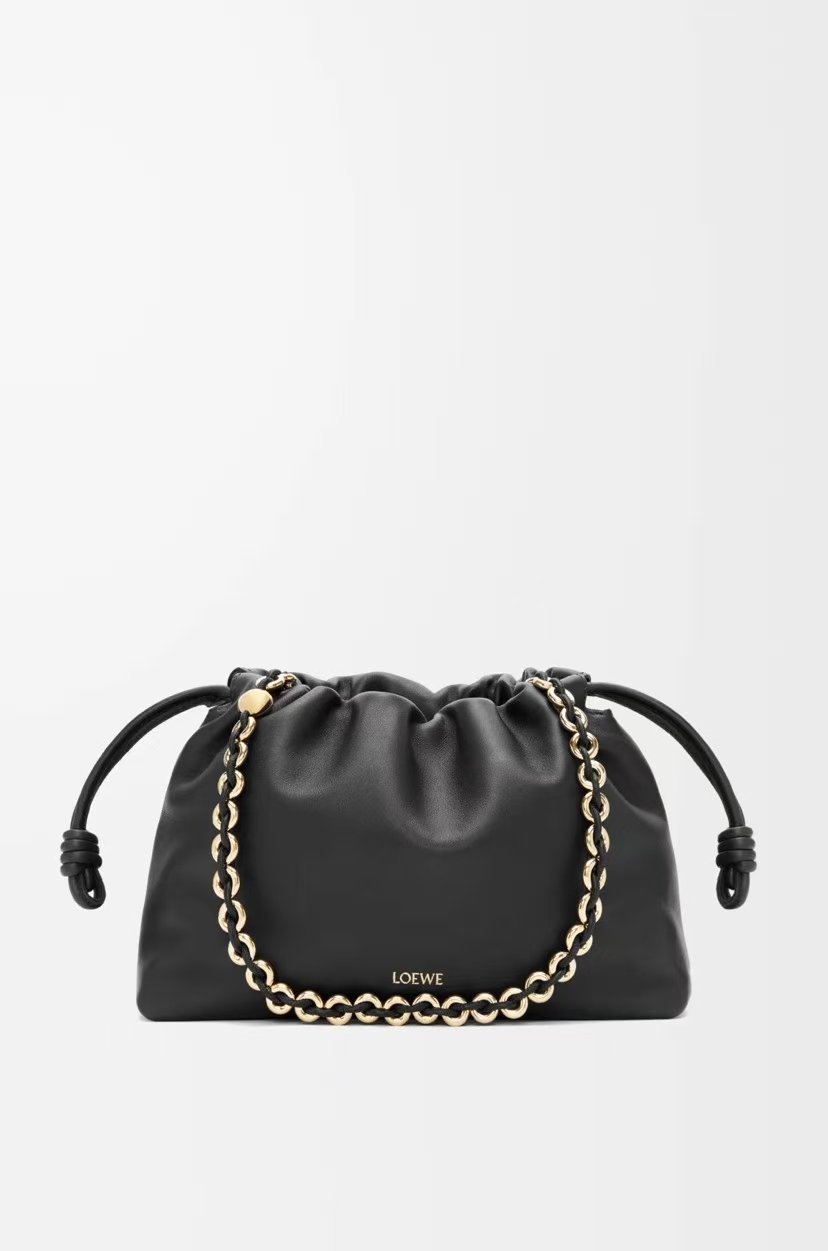 LOEWE Large Flamenco Bag in Black Soft Napa Lambskin