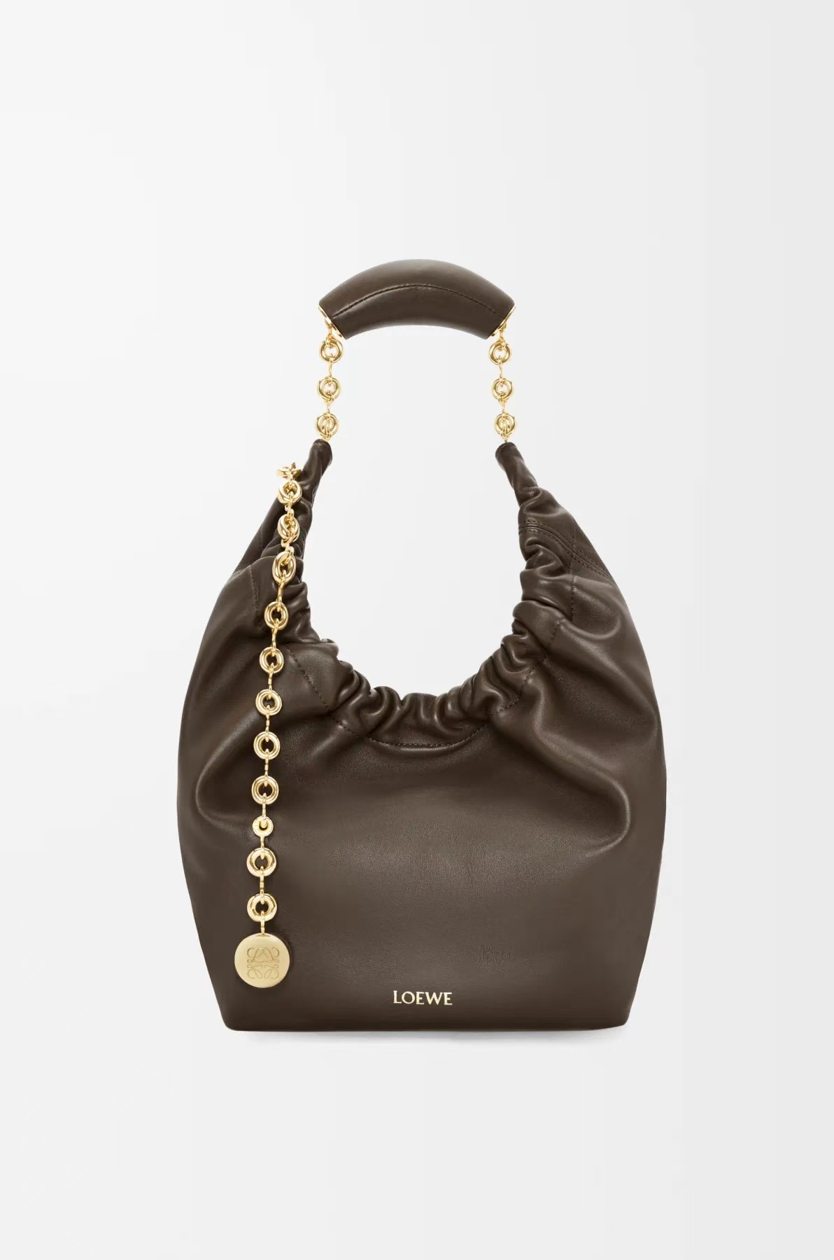 LOEWE Small Squeeze Bag in Chocolate Soft Napa Lambskin