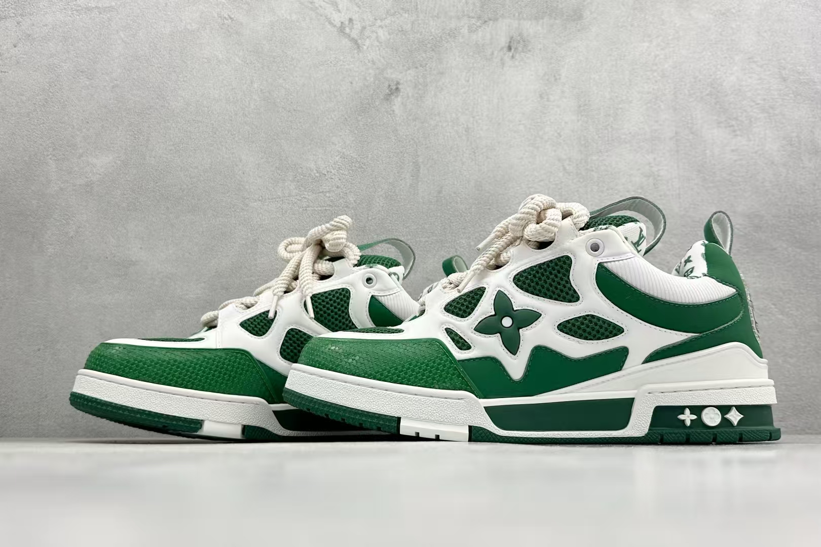 Louis Vuitton Skate Round-Toe Lace-Up Low-Top Sneakers in Brown, White & Green – Unisex Luxury