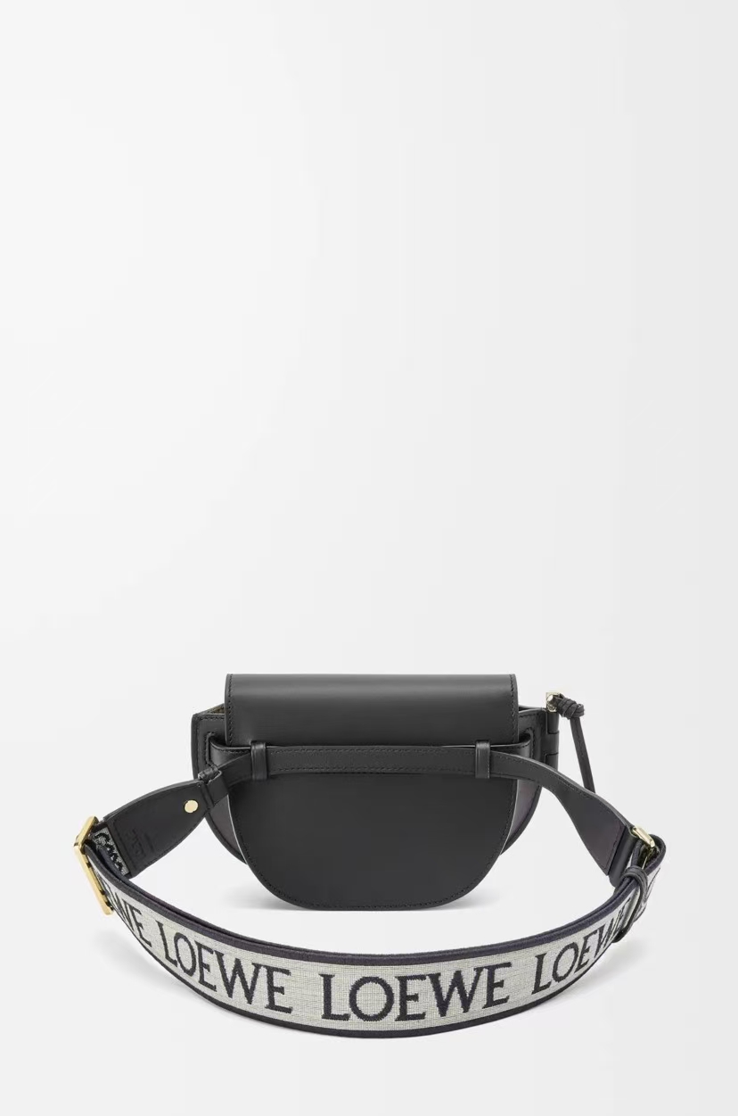 LOEWE Mini Gate Bag - Black, Soft Calfskin & Jacquard Pattern