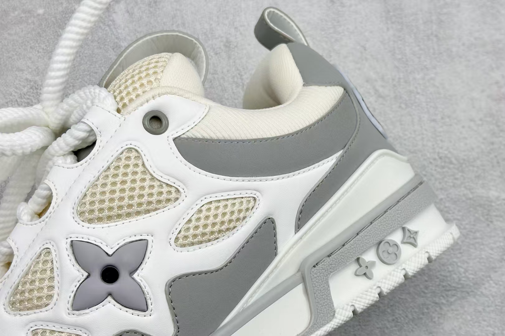 Louis Vuitton Brown Grey White Skate Shoes – Neutral-Toned Round-Toe Design