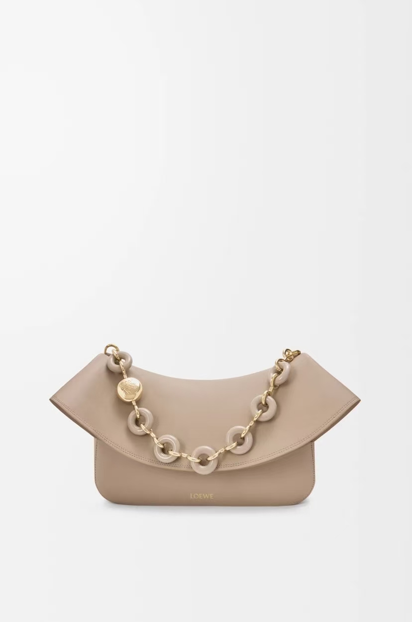 LOEWE Medium Ola Bag - Sand, Curved Design & Donut Chain