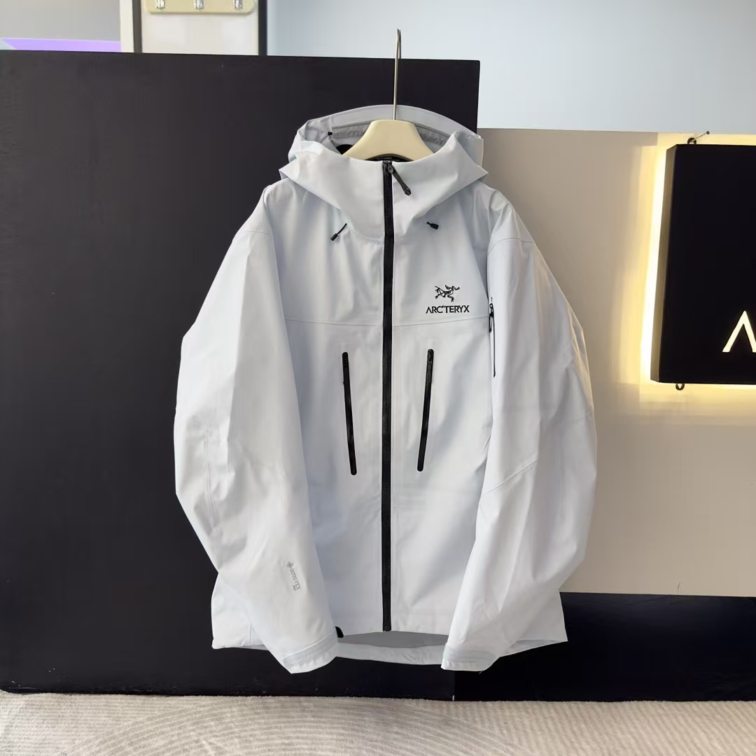 Arc'teryx White GORE-TEX Pro Hardshell Jacket with Embroidery