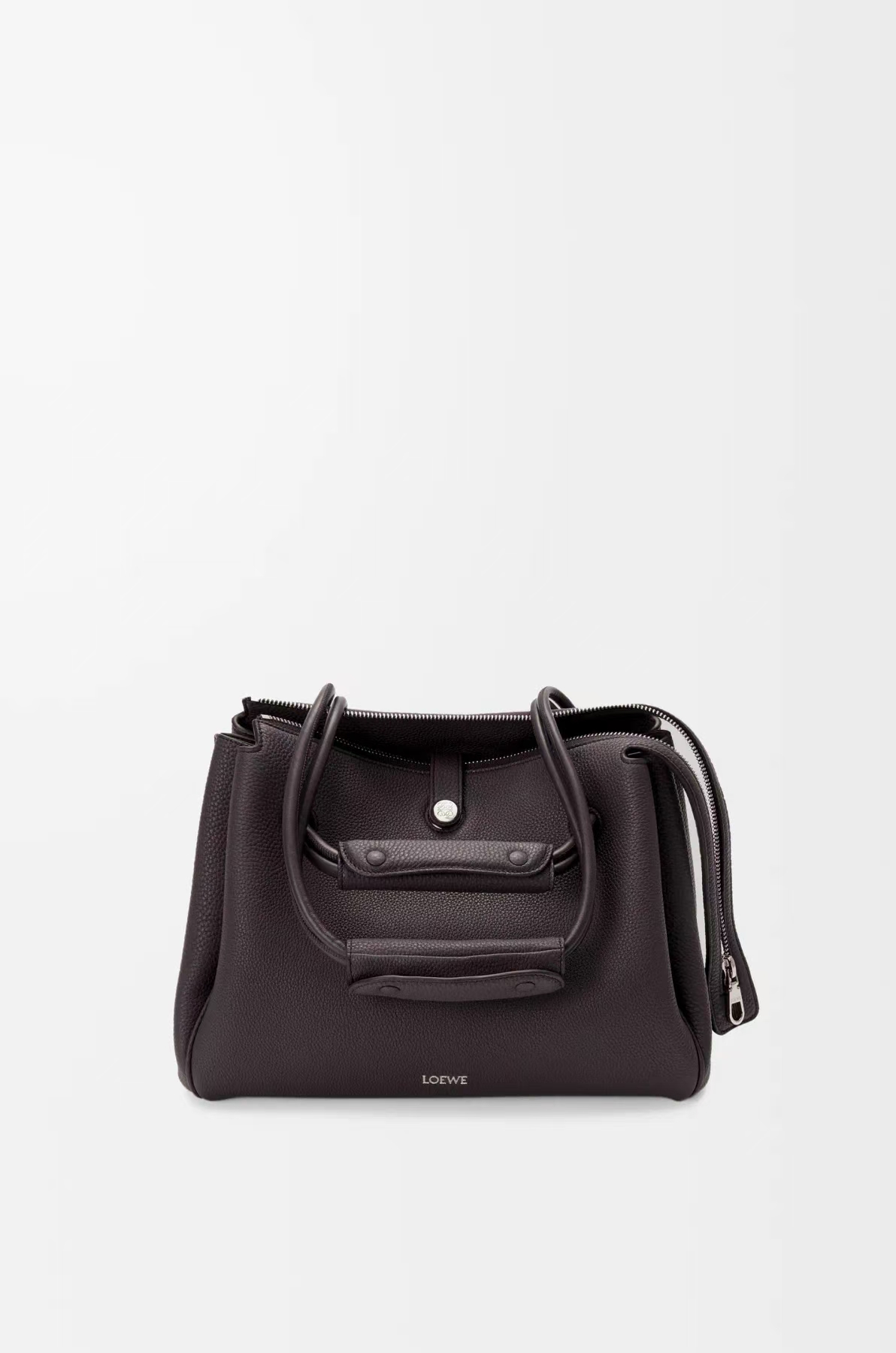 LOEWE Large Madrid Bag - Deep Jet Black, Soft-Grained Leather & Trapezoid Shape