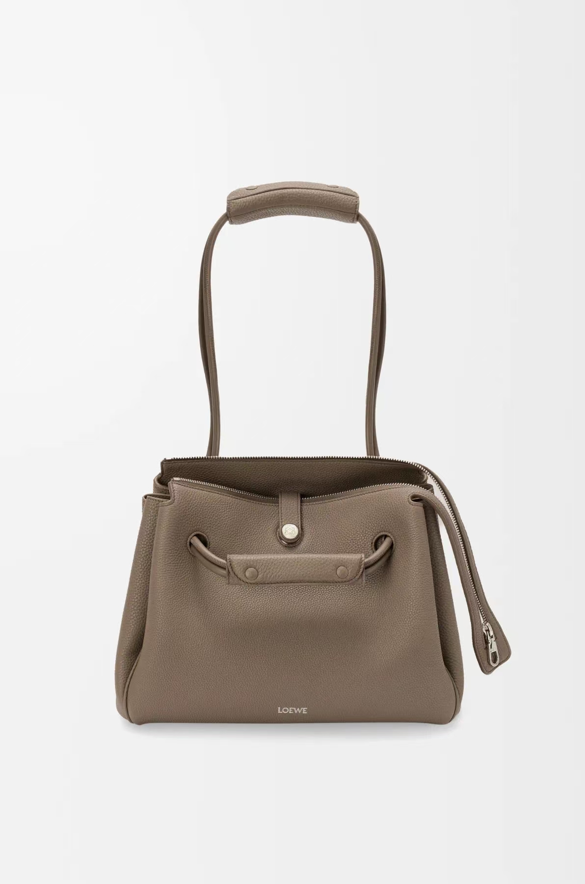 LOEWE Large Madrid Bag - Taupe, Soft-Grained Leather & Trapezoid Shape