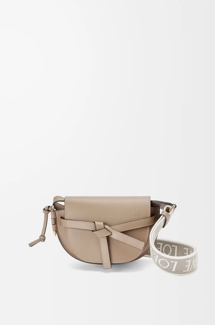 LOEWE Mini Gate Dual Bag in Sand Soft Calfskin Jacquard