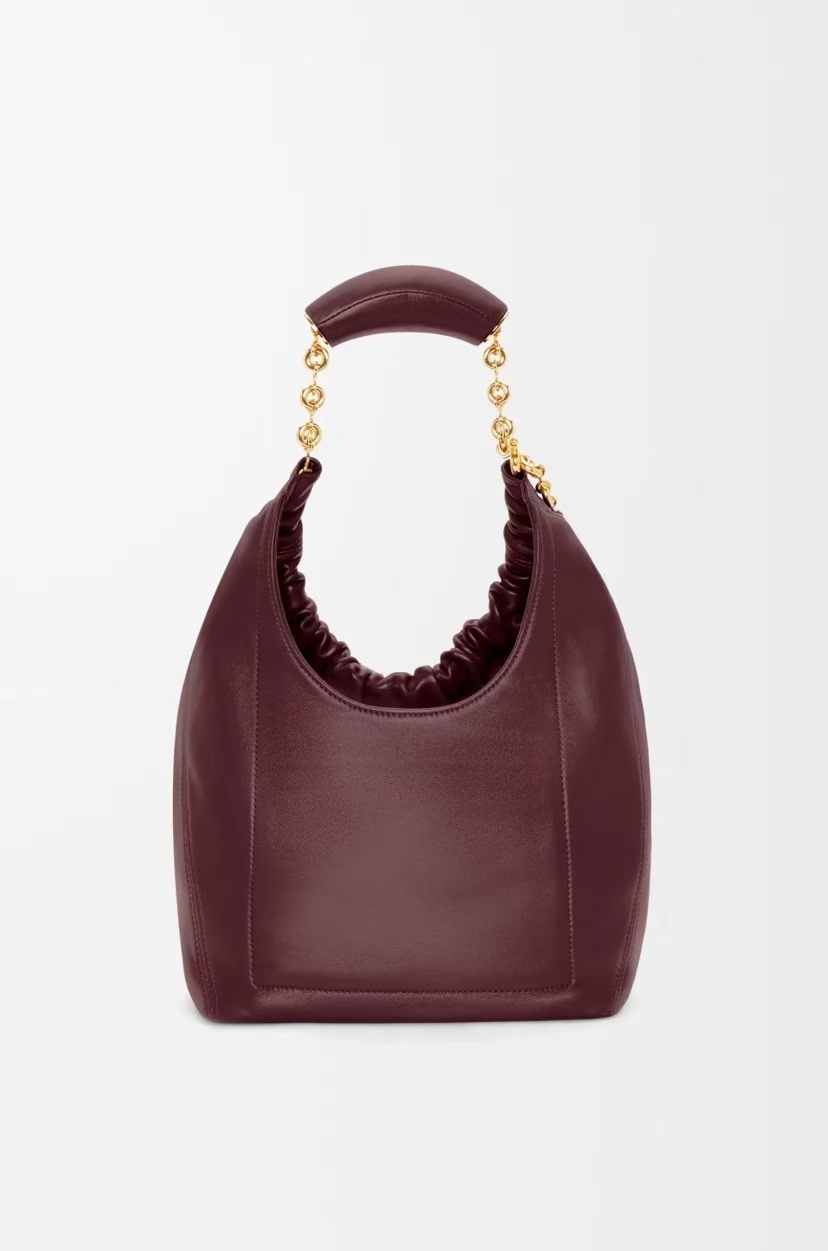 LOEWE Small Squeeze Bag - Deep Wine, Pleated & Donut Chain Design