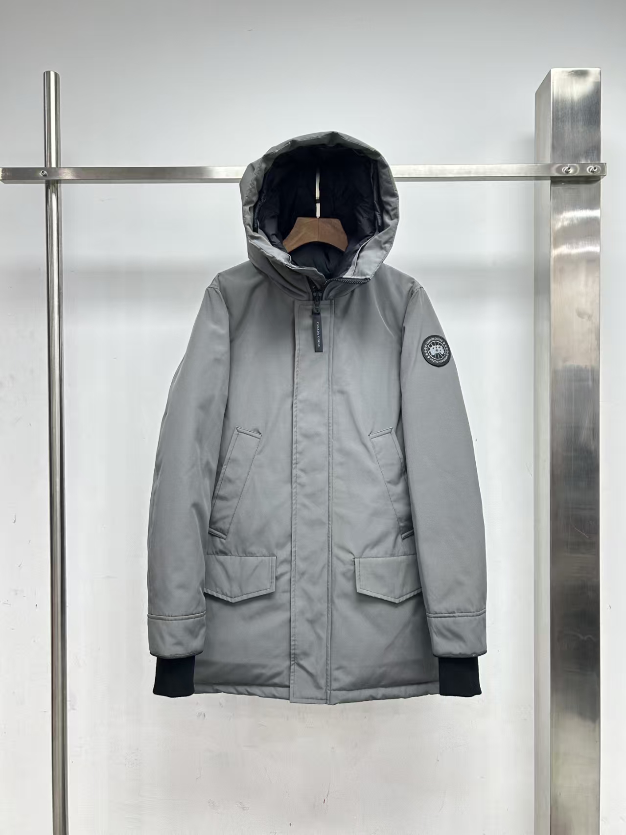 Canada Goose 2052M Langford Long Parka in Grey with Black Label – Expedition Down Coat