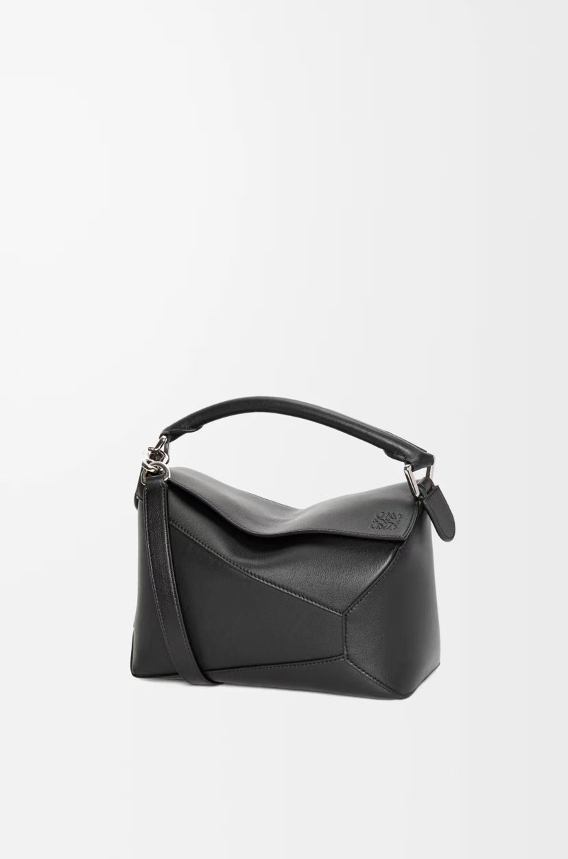 LOEWE Small Puzzle Edge Bag in Black Classic Calfskin