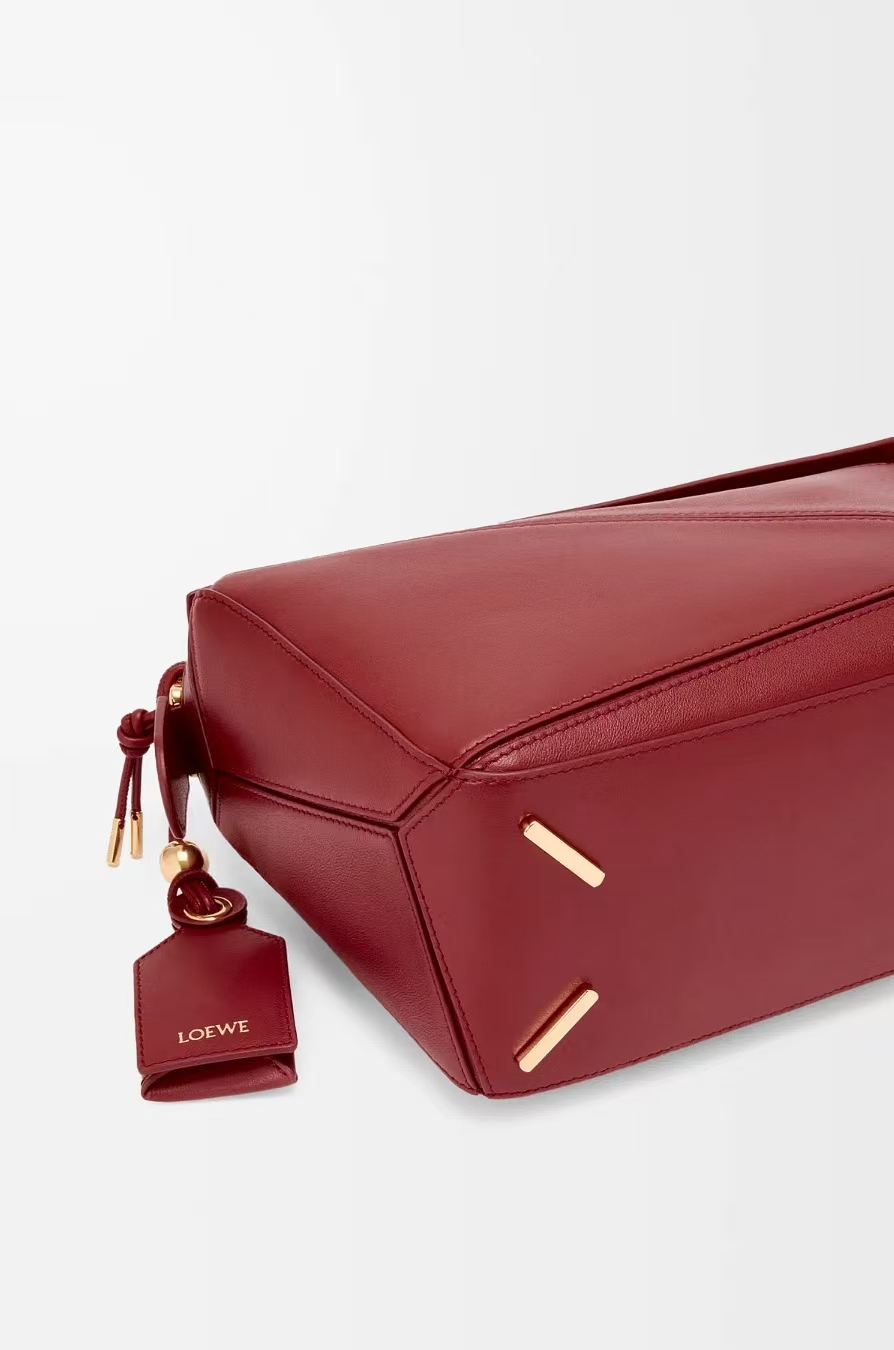 LOEWE Mini Featherlight Puzzle Bag in Caramel Red Napa Lambskin